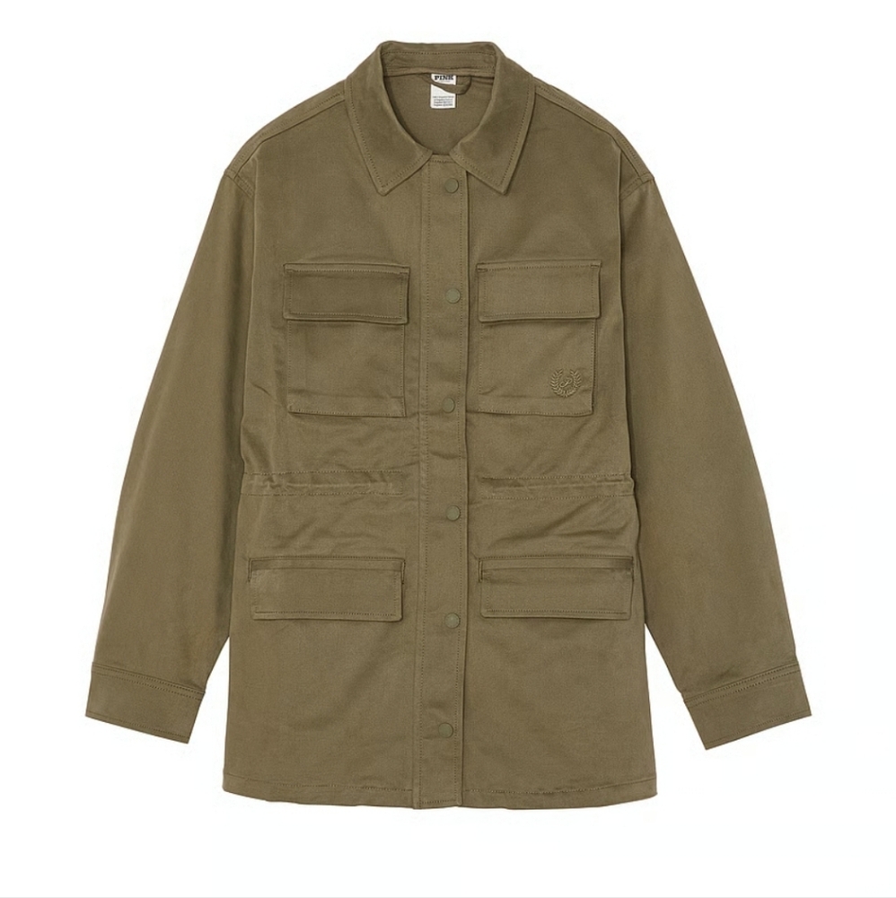 Olive Green Cargo Utility Jacket
